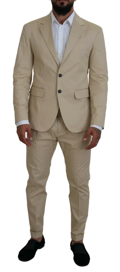 Dsquared2 Dsqua² Cotton Single Breasted 2 Piece Cipro Men's Suit In Beige