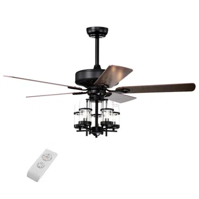 Hivvago 50 Inch Noiseless Ceiling Fan Light With Explosion-proof Glass Lampshades-black