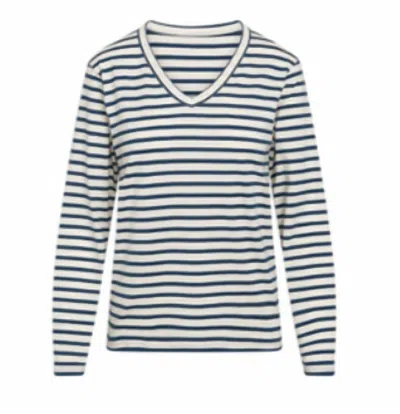 Catherine Gee Jen Relaxed Tee L/s In White/blue In Multi