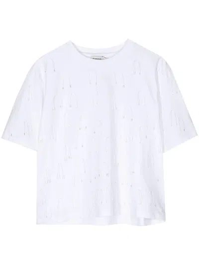 Simkhai Amaru String-embellished T-shirt In White