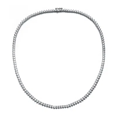 Rachel Glauber Flawless Tennis Necklace With Clear Cubic Zirconia In Silver