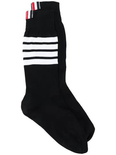 Thom Browne 4-bar Cotton Blend Mid Calf Socks In Navy