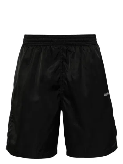Shop Off-white Arrows-motif Drawstring Swim Shorts In Black White