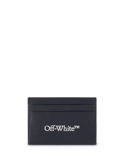 Shop Off-white Bookish Logo-print Leather Cardholder In Black White