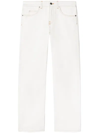 Off-white White Contrast-stitching Straight-leg Jeans In Vintage White No Color