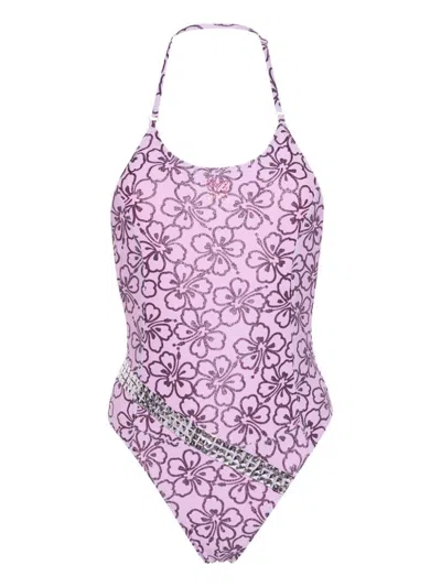 Cormio Fabiana Floral Print One-piece Swimsuit In Lilac