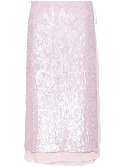 P.a.r.o.s.h Multicolor Gabriel Sequinned Wrap Skirt In Blu