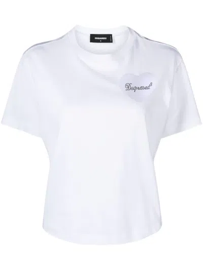 Dsquared2 T-shirt With Heart In Black