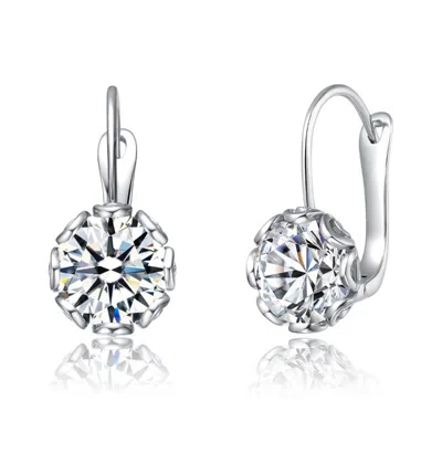 Rachel Glauber Solitaire Drop Earrings With Colored Cubic Zirconia In Silver