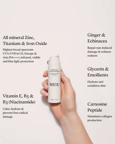 Minu Brightening Sunscreen Minerals Broad Spectrum Spf 30 Gel-cream