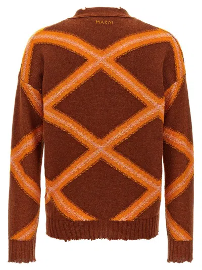 Marni Geometric-pattern Virgin Wool Cardigan In Multicolor