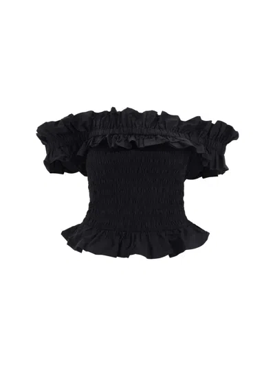 Shop Ganni Top In Black