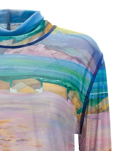 Jw Anderson Print Semi-transparent Top Tops In Blue