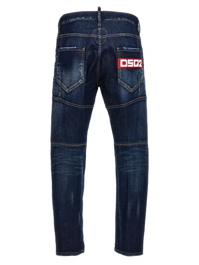 Shop Dsquared2 Blue Denim Straight-leg Jeans In Cotton Man