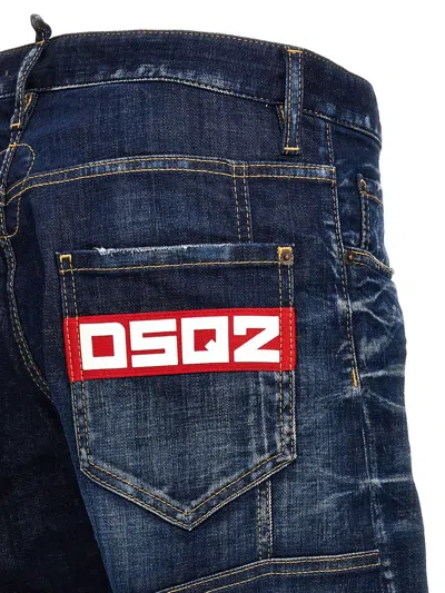 Shop Dsquared2 Blue Denim Straight-leg Jeans In Cotton Man