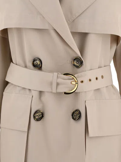 Shop Pinko Trench Coat In Technical Gabardine In Beige