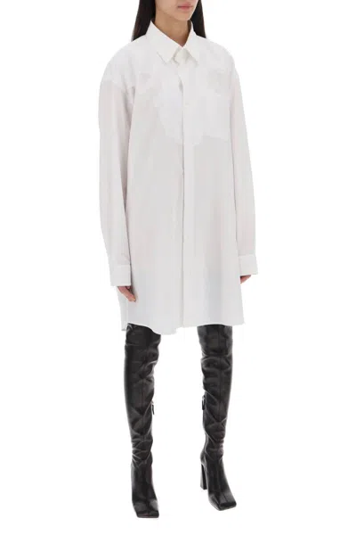 Shop Maison Margiela Poplin Shirt Dress In Eight Words In Bianco