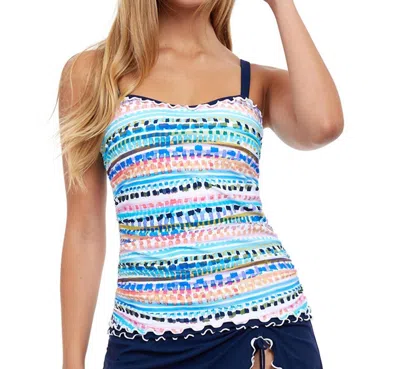 Profile By Gottex E-cup Scoop Neck Shirred Underwire Tankini Top In Pro Spritz In Multi