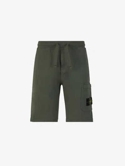 Shop Stone Island Cotton Cargo Bermuda Shorts In Military Green