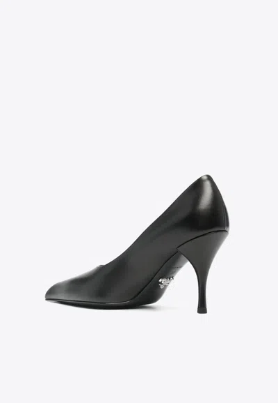 Prada 85 Pointed-toe Calf Leather Pumps In Black