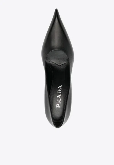 Prada 85 Pointed-toe Calf Leather Pumps In Black