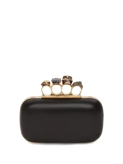 Shop Alexander Mcqueen Clutch Knuckle With Chain Bags In Black