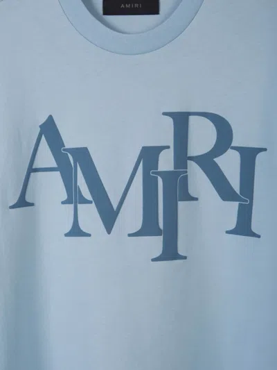 Shop Amiri Logo Cotton T-shirt In Blue