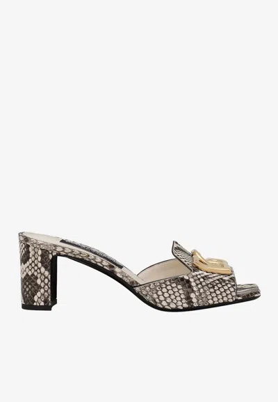Dolce & Gabbana Python Skin Mules In Multicolor