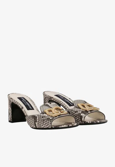 Dolce & Gabbana Python Skin Mules In Multicolor