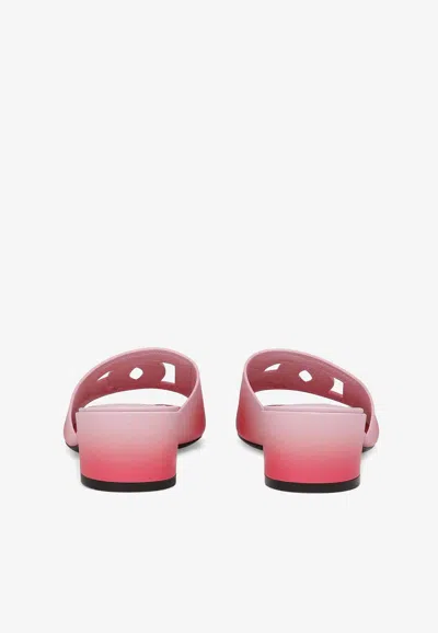 Dolce & Gabbana Dégradé Logo Cutout Leather Mules In Pink