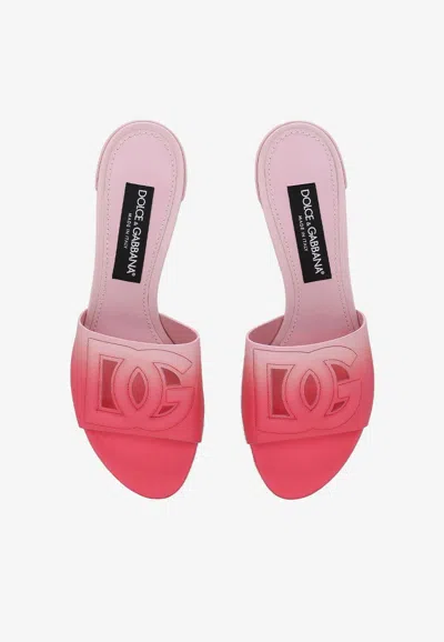 Dolce & Gabbana Dégradé Logo Cutout Leather Mules In Pink