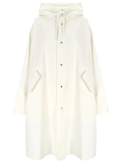 Jil Sander Cotton Hooded Raincoat In White
