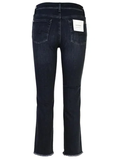 Shop 7 For All Mankind 'straight Crop' Black Cotton Jeans