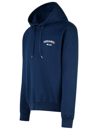 Dsquared2 Logo Printed Drawstring Hoodie In Navy