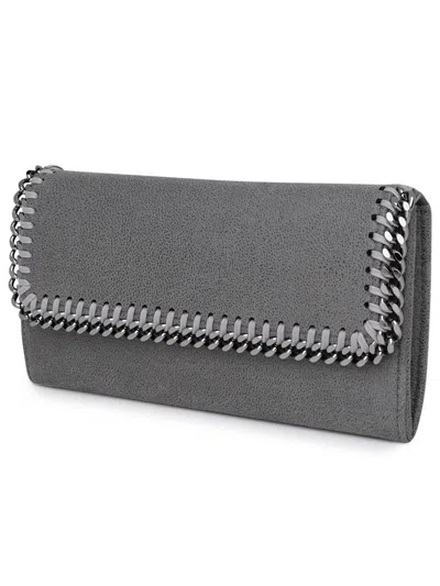 Stella Mccartney Recycled Polyester Falabella Continental Wallet In Grey