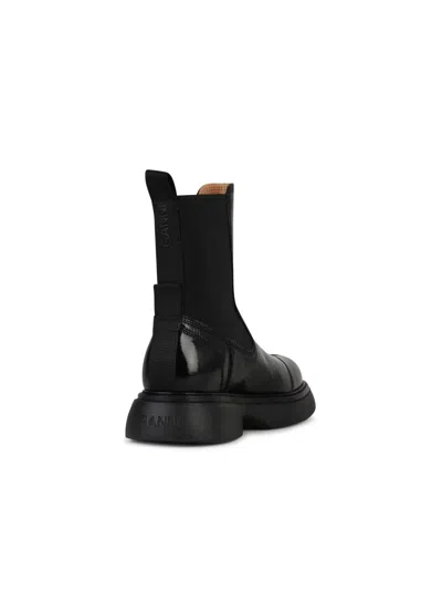 Ganni Womens Patent Faux Leather Black Pull On Chelsea Boots Uk7 In Black