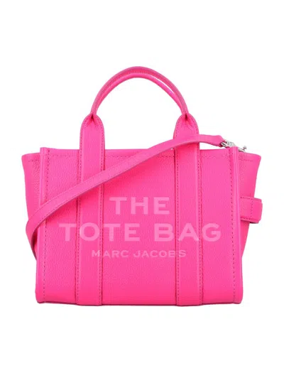 Shop Marc Jacobs The Mini Tote Leather Bag In Hot Pink