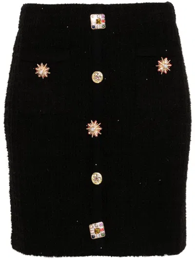 Shop Self-portrait Miniskirt With Jewel Buttons In Black