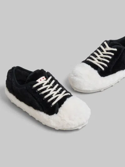 Marni Teddy Lace-up Sneakers In Zo637 Black/white