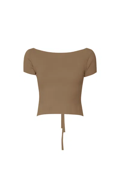 Lapointe Boat Neck Tie Back Top In Sage