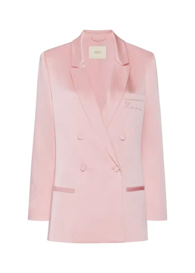 Lapointe X Jonboy Satin Double Breasted Blazer In Faded Pink
