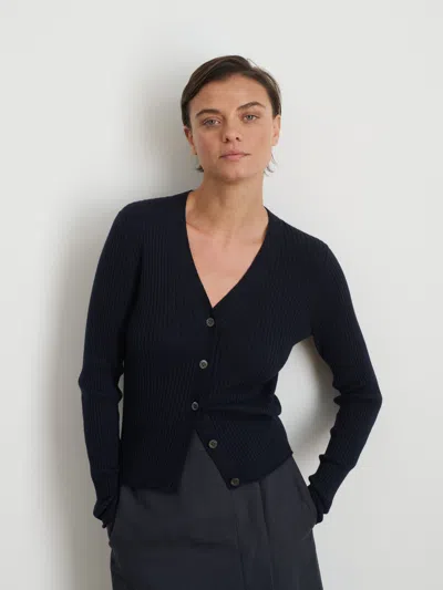 Alex Mill V-neck Ribbed Cardigan In Navy
