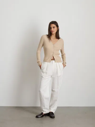 Alex Mill V-neck Ribbed Cardigan In Sand