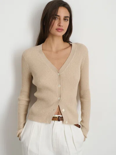Alex Mill V-neck Ribbed Cardigan In Sand