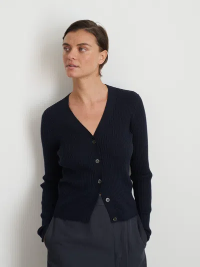 Alex Mill V-neck Ribbed Cardigan In Navy