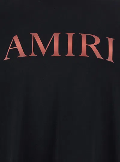 Shop Amiri Black T-shirt With Logo Lettering Print In Cotton Man