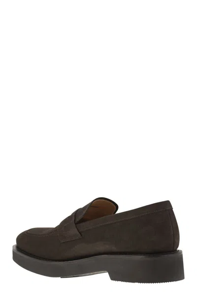 Church's Suede Calfskin Moccasin Loafers With Lightweight Eva Sole In Dark Brown