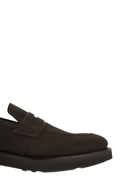 Church's Suede Calfskin Moccasin Loafers With Lightweight Eva Sole In Dark Brown