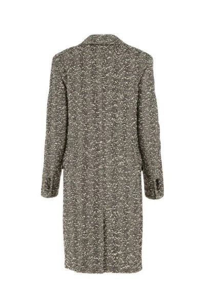 Bottega Veneta Single-breasted Boucle Fabric Coat In Multicolor