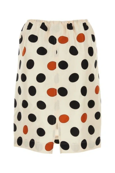 Bottega Veneta Silk Skirt With Polka Dot Pattern And Elastic Waistband In Multicolor